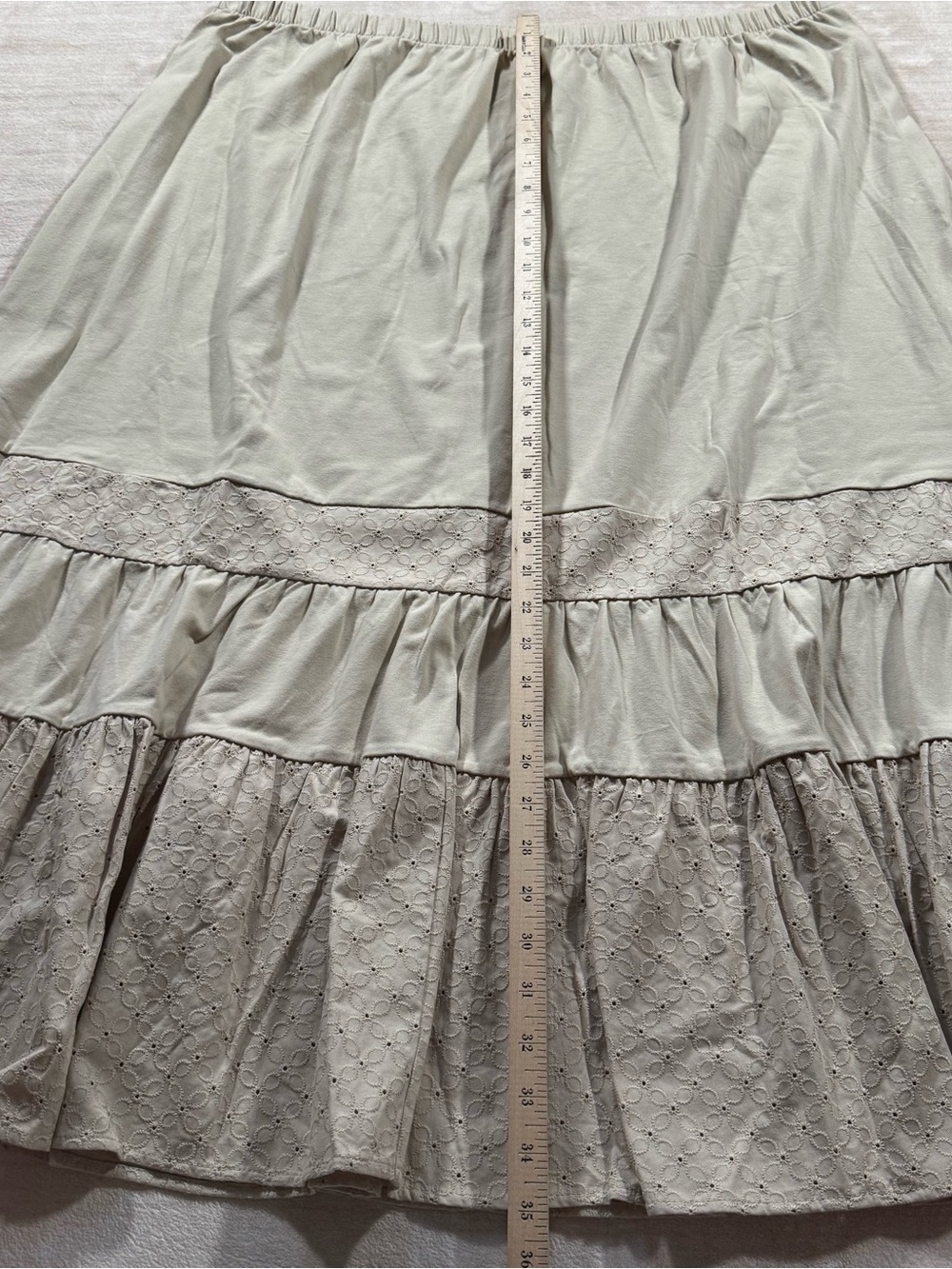 Liz Claiborne Taupe Tiered Maxi Skirt with Eyelet Panels - Picture 10 of 13